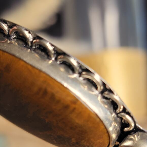 Earthy Sterling Silver Petrified Wood Pendant with Carnelian Drop - Picture 10 of 10